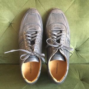EUC Magnanni Men's Grey Leather Sneakers | 12